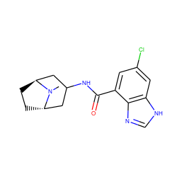 CN1[C@H]2CC[C@H]1CC(NC(=O)c1cc(Cl)cc3[nH]cnc13)C2 ZINC000100840225