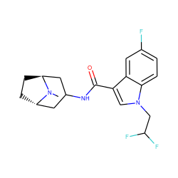 CN1[C@H]2CC[C@H]1CC(NC(=O)c1cn(CC(F)F)c3ccc(F)cc13)C2 ZINC001772606174