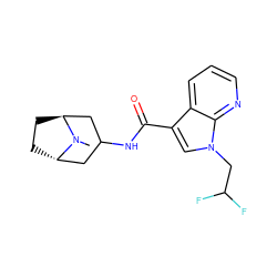 CN1[C@H]2CC[C@H]1CC(NC(=O)c1cn(CC(F)F)c3ncccc13)C2 ZINC001772627187