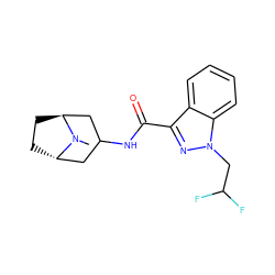 CN1[C@H]2CC[C@H]1CC(NC(=O)c1nn(CC(F)F)c3ccccc13)C2 ZINC001772585726