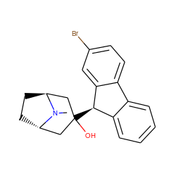 CN1[C@H]2CC[C@H]1CC(O)([C@@H]1c3ccccc3-c3ccc(Br)cc31)C2 ZINC000101035220