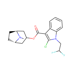 CN1[C@H]2CC[C@H]1CC(OC(=O)c1c(Cl)n(CC(F)F)c3ccccc13)C2 ZINC000220956786