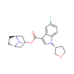 CN1[C@H]2CC[C@H]1CC(OC(=O)c1cn([C@@H]3CCOC3)c3ccc(F)cc13)C2 ZINC001772571350