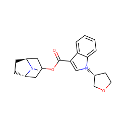 CN1[C@H]2CC[C@H]1CC(OC(=O)c1cn([C@@H]3CCOC3)c3ccccc13)C2 ZINC001772582703