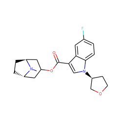 CN1[C@H]2CC[C@H]1CC(OC(=O)c1cn([C@H]3CCOC3)c3ccc(F)cc13)C2 ZINC001772571352