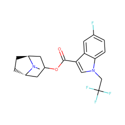 CN1[C@H]2CC[C@H]1CC(OC(=O)c1cn(CC(F)(F)F)c3ccc(F)cc13)C2 ZINC001772649021