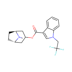 CN1[C@H]2CC[C@H]1CC(OC(=O)c1cn(CC(F)(F)F)c3ccccc13)C2 ZINC001772653399