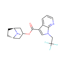 CN1[C@H]2CC[C@H]1CC(OC(=O)c1cn(CC(F)(F)F)c3ncccc13)C2 ZINC001772605975