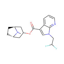 CN1[C@H]2CC[C@H]1CC(OC(=O)c1cn(CC(F)F)c3ncccc13)C2 ZINC000220956979