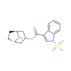 CN1[C@H]2CC[C@H]1CC(OC(=O)c1cn(S(C)(=O)=O)c3ccccc13)C2 ZINC001772596285