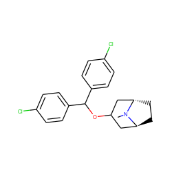 CN1[C@H]2CC[C@H]1CC(OC(c1ccc(Cl)cc1)c1ccc(Cl)cc1)C2 ZINC000100738023