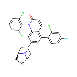 CN1[C@H]2CC[C@H]1CC(c1cc(-c3ccc(F)cc3Cl)c3ccc(=O)n(-c4c(Cl)cccc4Cl)c3c1)C2 ZINC000101033297