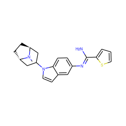 CN1[C@H]2CC[C@H]1CC(n1ccc3cc(/N=C(\N)c4cccs4)ccc31)C2 ZINC000140911219