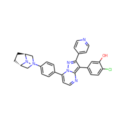 CN1[C@H]2CC[C@H]1CN(c1ccc(-c3ccnc4c(-c5ccc(Cl)c(O)c5)c(-c5ccncc5)nn34)cc1)C2 ZINC000100100785