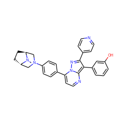 CN1[C@H]2CC[C@H]1CN(c1ccc(-c3ccnc4c(-c5cccc(O)c5)c(-c5ccncc5)nn34)cc1)C2 ZINC000100100778