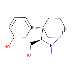 CN1[C@H]2CCC[C@@](c3cccc(O)c3)(C2)[C@@H]1CO ZINC000101472037