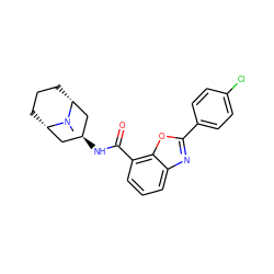 CN1[C@H]2CCC[C@@H]1C[C@@H](NC(=O)c1cccc3nc(-c4ccc(Cl)cc4)oc13)C2 ZINC000103264130