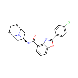 CN1[C@H]2CCC[C@@H]1C[C@@H](NC(=O)c1cccc3oc(-c4ccc(Cl)cc4)nc13)C2 ZINC000103267885