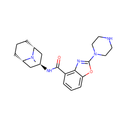 CN1[C@H]2CCC[C@@H]1C[C@@H](NC(=O)c1cccc3oc(N4CCNCC4)nc13)C2 ZINC000103266261