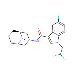 CN1[C@H]2CCC[C@H]1CC(NC(=O)c1cn(CC(F)F)c3ccc(F)cc13)C2 ZINC001772637596