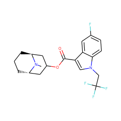 CN1[C@H]2CCC[C@H]1CC(OC(=O)c1cn(CC(F)(F)F)c3ccc(F)cc13)C2 ZINC001772649224