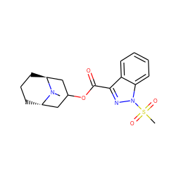 CN1[C@H]2CCC[C@H]1CC(OC(=O)c1nn(S(C)(=O)=O)c3ccccc13)C2 ZINC001772618806