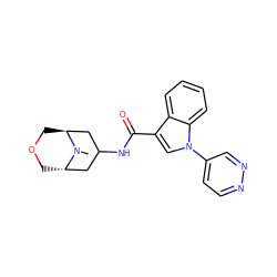 CN1[C@H]2COC[C@H]1CC(NC(=O)c1cn(-c3ccnnc3)c3ccccc13)C2 ZINC001772589999