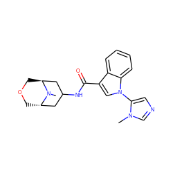 CN1[C@H]2COC[C@H]1CC(NC(=O)c1cn(-c3cncn3C)c3ccccc13)C2 ZINC001772614683