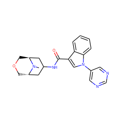 CN1[C@H]2COC[C@H]1CC(NC(=O)c1cn(-c3cncnc3)c3ccccc13)C2 ZINC001772648365