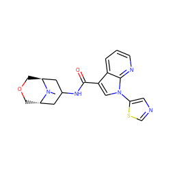 CN1[C@H]2COC[C@H]1CC(NC(=O)c1cn(-c3cncs3)c3ncccc13)C2 ZINC001772655914