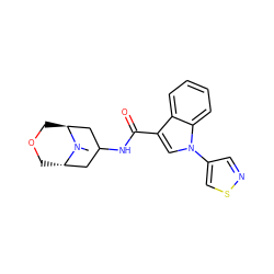 CN1[C@H]2COC[C@H]1CC(NC(=O)c1cn(-c3cnsc3)c3ccccc13)C2 ZINC001772642360