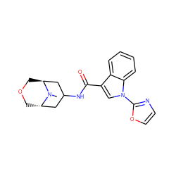 CN1[C@H]2COC[C@H]1CC(NC(=O)c1cn(-c3ncco3)c3ccccc13)C2 ZINC001772585422