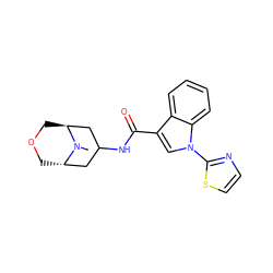 CN1[C@H]2COC[C@H]1CC(NC(=O)c1cn(-c3nccs3)c3ccccc13)C2 ZINC001772580186