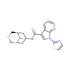 CN1[C@H]2COC[C@H]1CC(NC(=O)c1cn(-c3nccs3)c3ncccc13)C2 ZINC001772657465