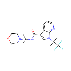 CN1[C@H]2COC[C@H]1CC(NC(=O)c1cn(C(C)(C)C(F)(F)F)c3ncccc13)C2 ZINC001772585184