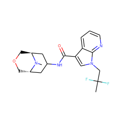 CN1[C@H]2COC[C@H]1CC(NC(=O)c1cn(CC(C)(F)F)c3ncccc13)C2 ZINC001772577490