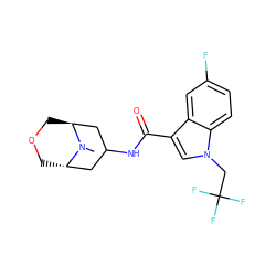 CN1[C@H]2COC[C@H]1CC(NC(=O)c1cn(CC(F)(F)F)c3ccc(F)cc13)C2 ZINC001772600746