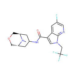 CN1[C@H]2COC[C@H]1CC(NC(=O)c1cn(CC(F)(F)F)c3ncc(F)cc13)C2 ZINC001772612378