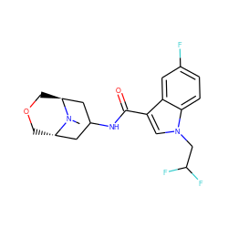 CN1[C@H]2COC[C@H]1CC(NC(=O)c1cn(CC(F)F)c3ccc(F)cc13)C2 ZINC001772632572