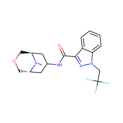 CN1[C@H]2COC[C@H]1CC(NC(=O)c1nn(CC(F)(F)F)c3ccccc13)C2 ZINC001772621142