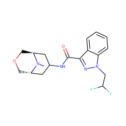 CN1[C@H]2COC[C@H]1CC(NC(=O)c1nn(CC(F)F)c3ccccc13)C2 ZINC001772636735