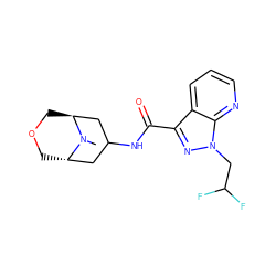 CN1[C@H]2COC[C@H]1CC(NC(=O)c1nn(CC(F)F)c3ncccc13)C2 ZINC001772577703