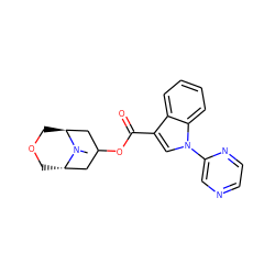 CN1[C@H]2COC[C@H]1CC(OC(=O)c1cn(-c3cnccn3)c3ccccc13)C2 ZINC001772571308