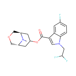 CN1[C@H]2COC[C@H]1CC(OC(=O)c1cn(CC(F)F)c3ccc(F)cc13)C2 ZINC001772576008