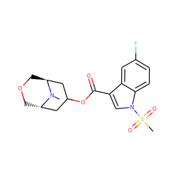 CN1[C@H]2COC[C@H]1CC(OC(=O)c1cn(S(C)(=O)=O)c3ccc(F)cc13)C2 ZINC001772645893