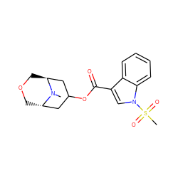 CN1[C@H]2COC[C@H]1CC(OC(=O)c1cn(S(C)(=O)=O)c3ccccc13)C2 ZINC001772632365