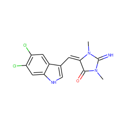 CN1C(=N)N(C)/C(=C/c2c[nH]c3cc(Cl)c(Cl)cc23)C1=O ZINC000053242612