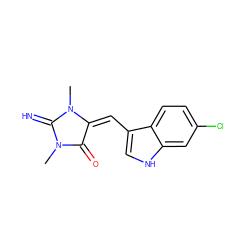 CN1C(=N)N(C)/C(=C/c2c[nH]c3cc(Cl)ccc23)C1=O ZINC000053296520