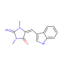 CN1C(=N)N(C)/C(=C/c2c[nH]c3ccccc23)C1=O ZINC000029042086