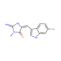 CN1C(=N)N/C(=C/c2c[nH]c3cc(Br)ccc23)C1=O ZINC000013371043